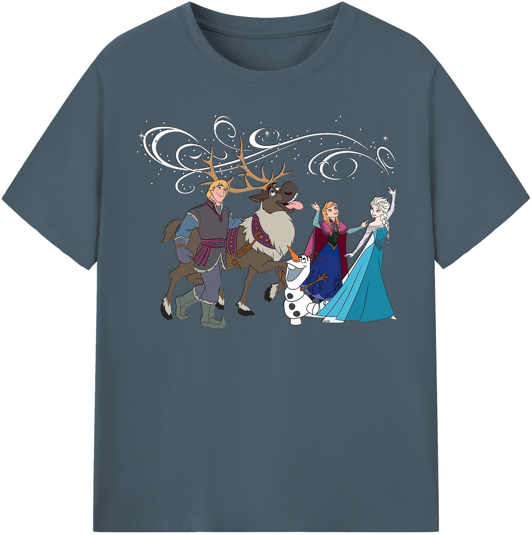 （画像用） アナと雪の女王 アンナ エルサ Frozen Anna Elsa 綿100％半袖Tシャツ（フロントプリント）